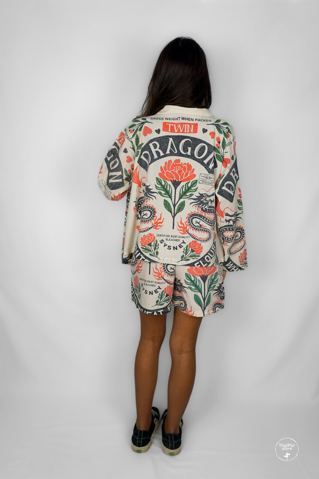 Twin Dragon short kimono