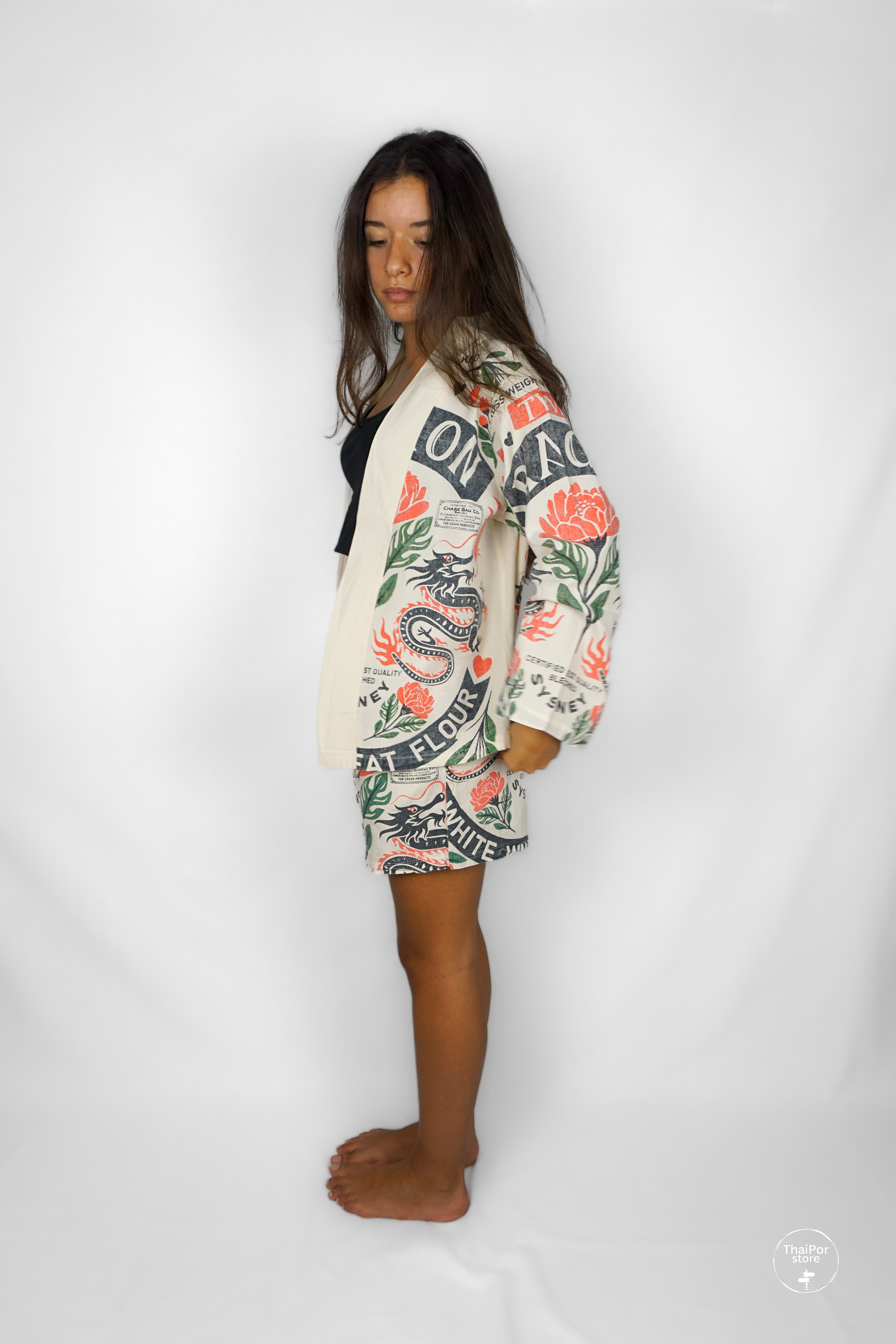 Twin Dragon short kimono